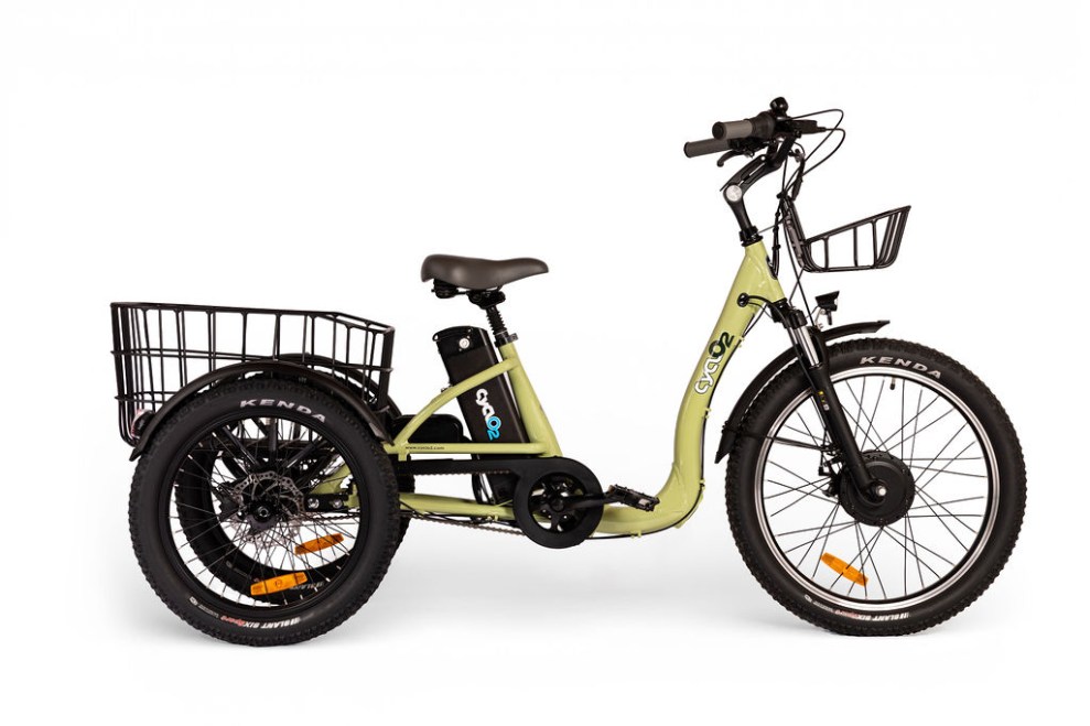 tricycle électrique CyclO2 Comfort24+ vert amande Allroad, vue de profil